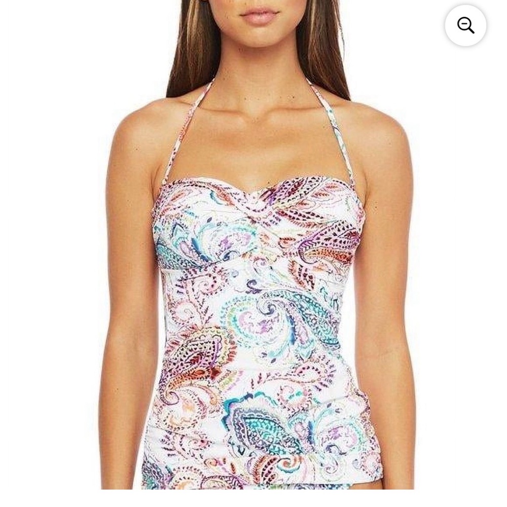 NWT Ralph Lauren Captiva Paisley Twist Front Swimsuit Tankini Top Size 0
